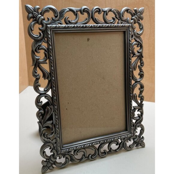 Vintage Ornate Silver-Tone Metal Picture Frame With Intricate Scroll Design - Picture 2 of 13